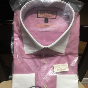 Thomas Pink Collared Dress Shirt 17.5 Slim Fit